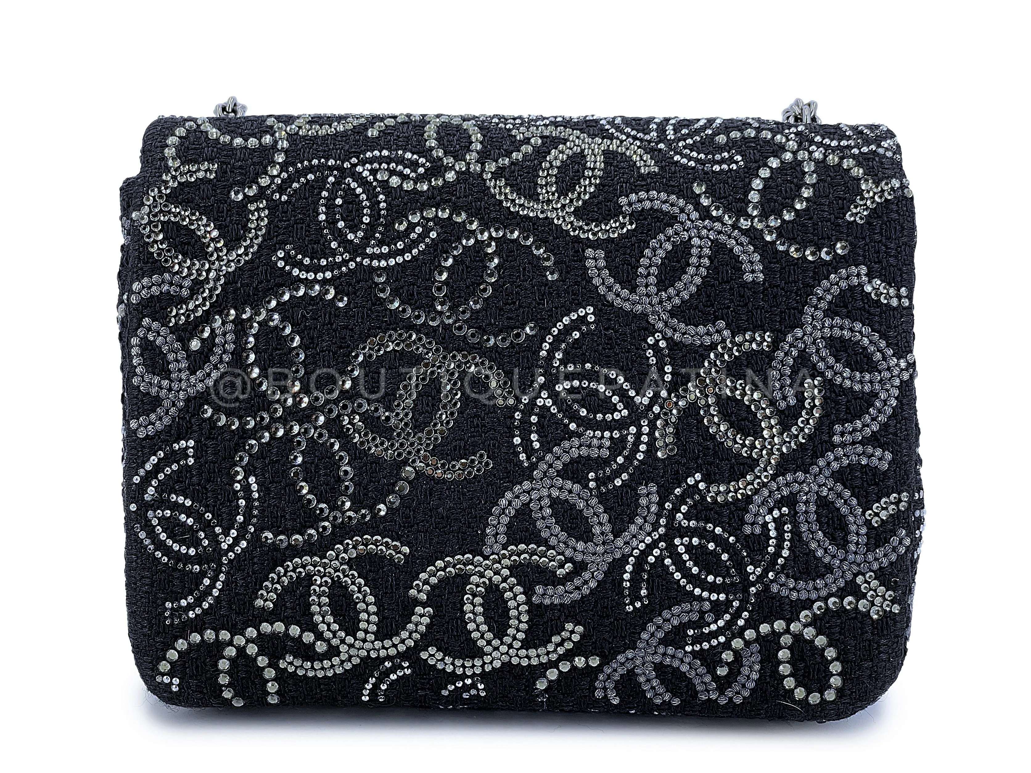 Chanel 2010 Black Paris-Shanghai Pudong Crystals Mini Flap Bag RHW
