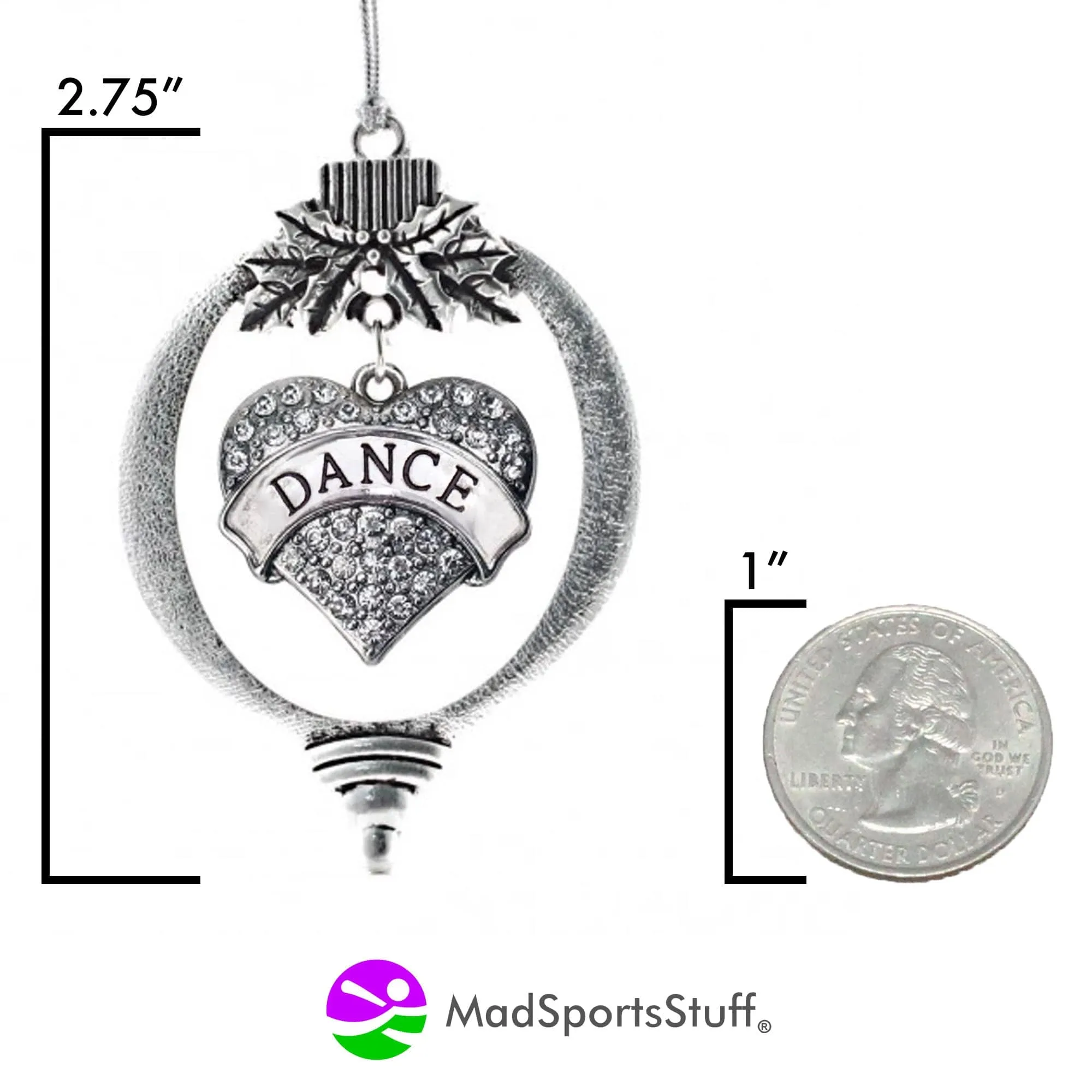Christmas Ornament with Crystal Dance Heart charm
