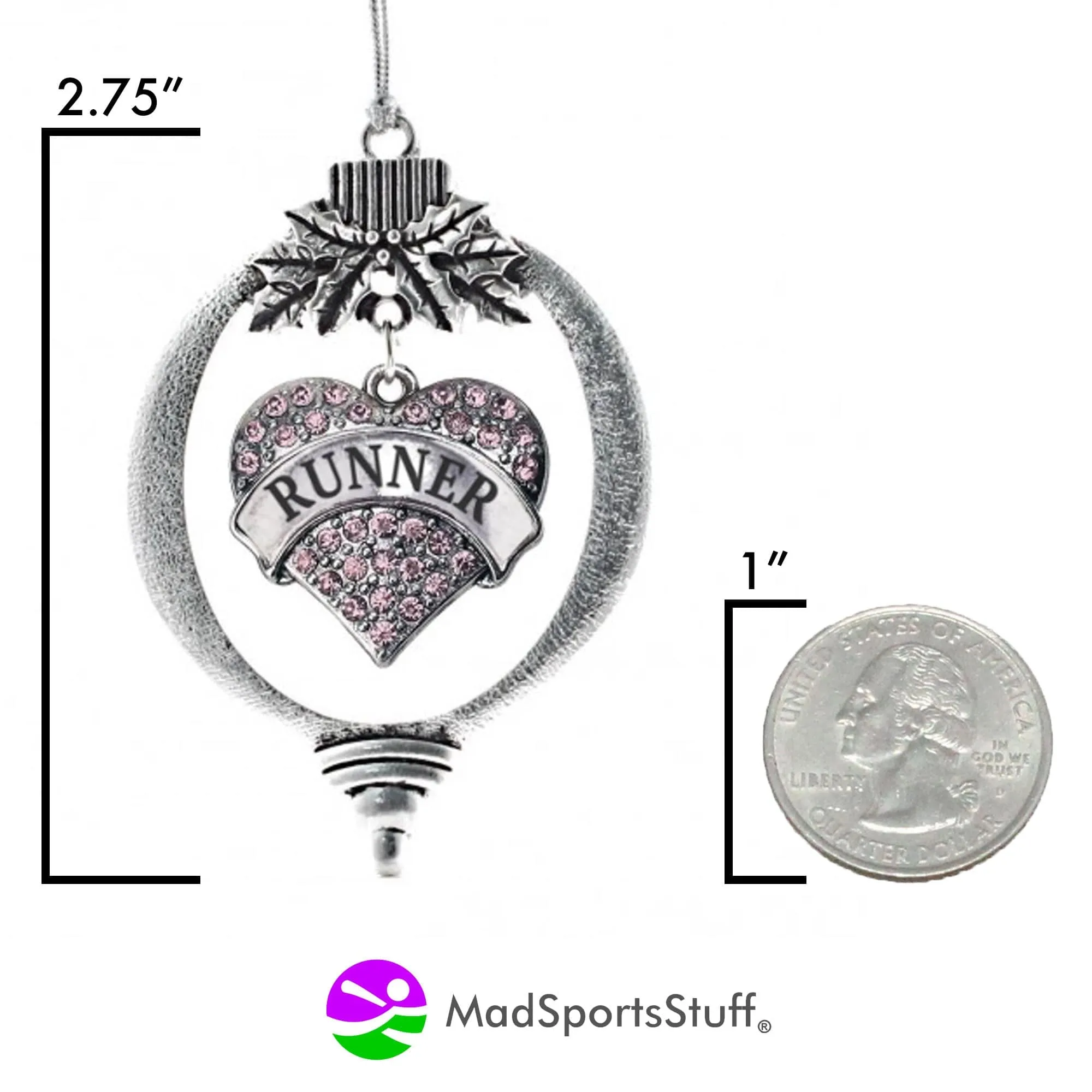Christmas Ornament with Crystal Runner Heart charm