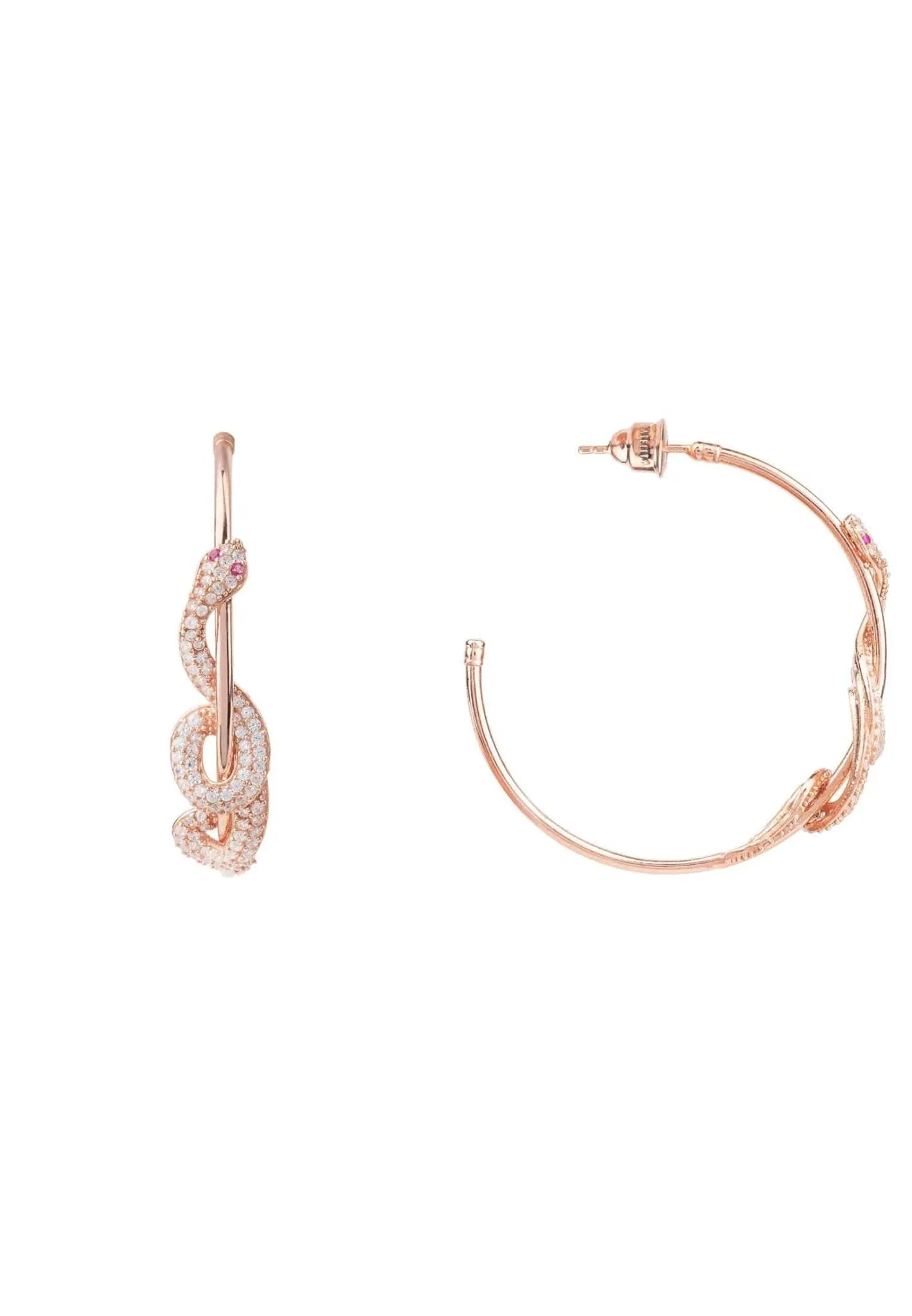 Cleopatra Serpent Snake Hoop Earrings Rose Gold