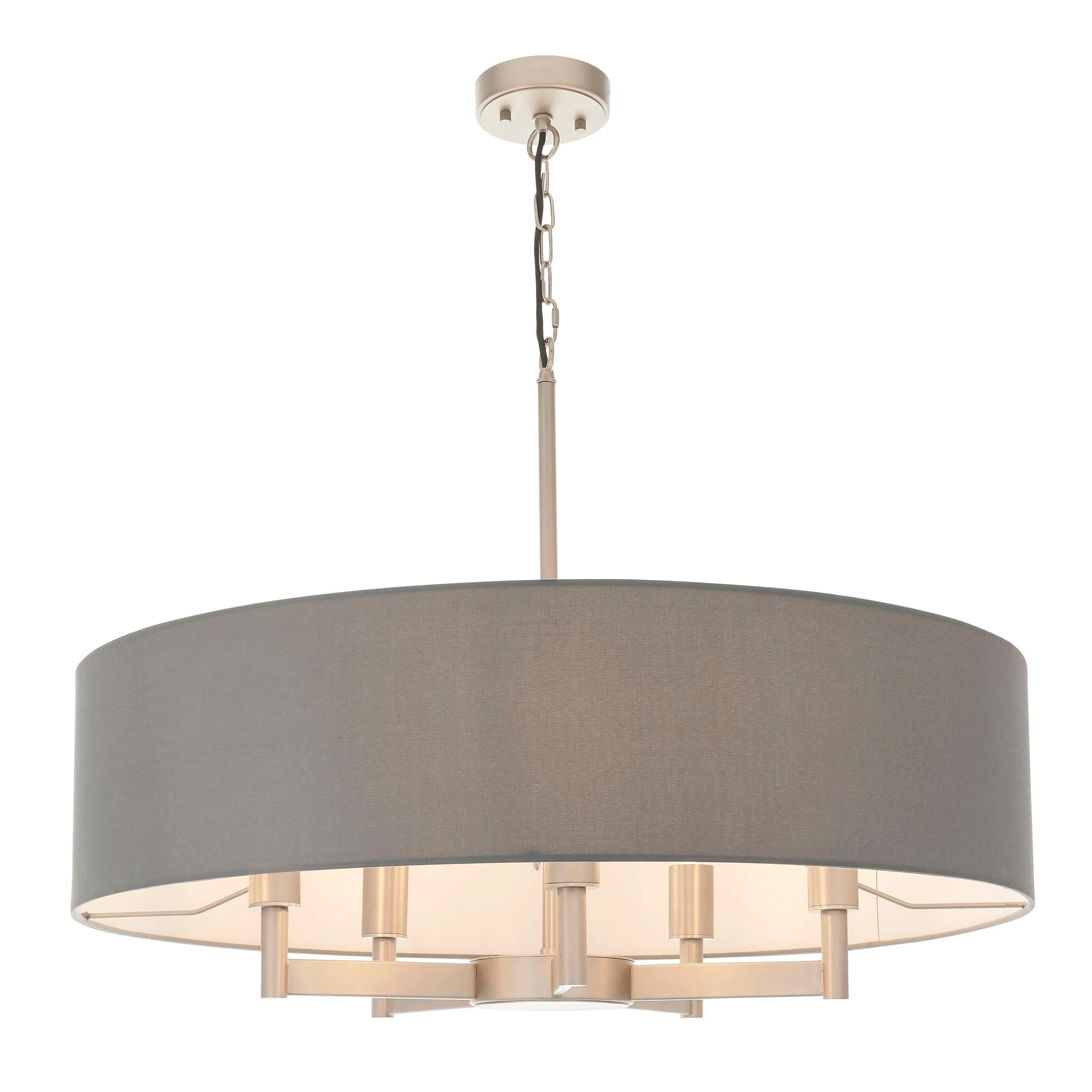 Clere 5 Light Nickel Pendant Ceiling Light - Grey Shade
