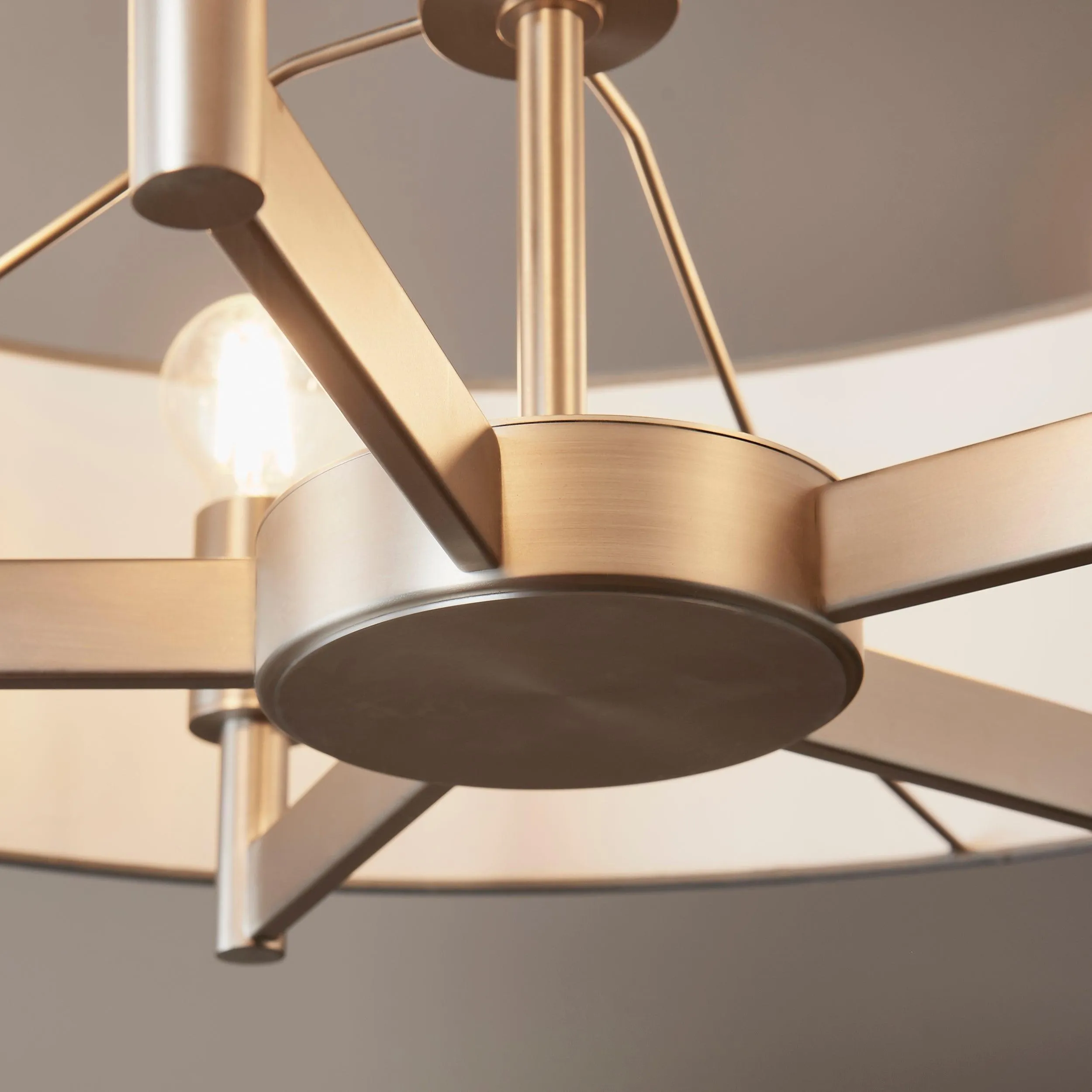 Clere 5 Light Nickel Pendant Ceiling Light - Grey Shade