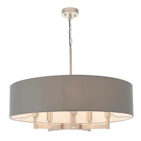 Clere 5 Light Nickel Pendant Ceiling Light - Grey Shade
