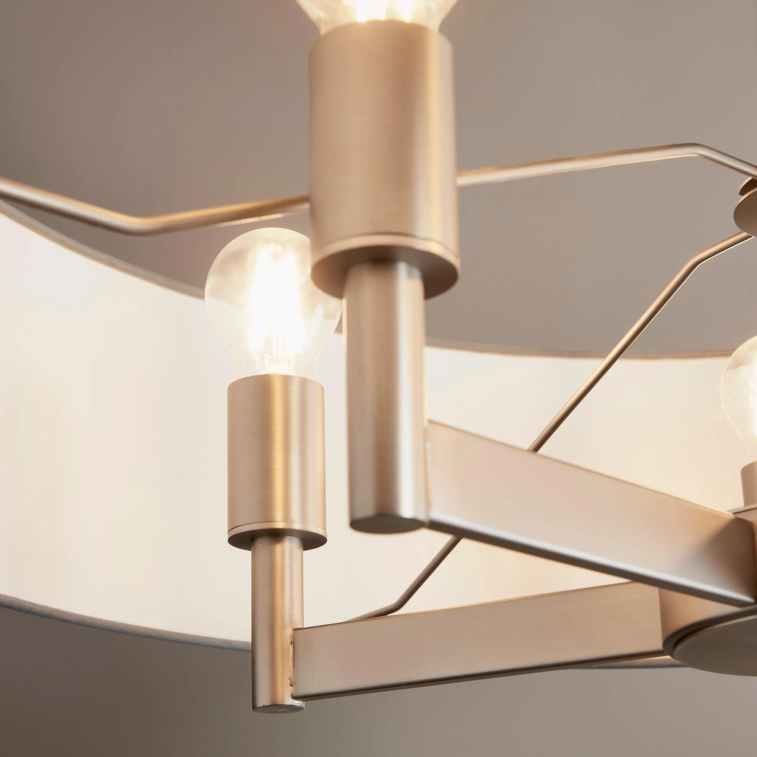 Clere 5 Light Nickel Pendant Ceiling Light - Grey Shade