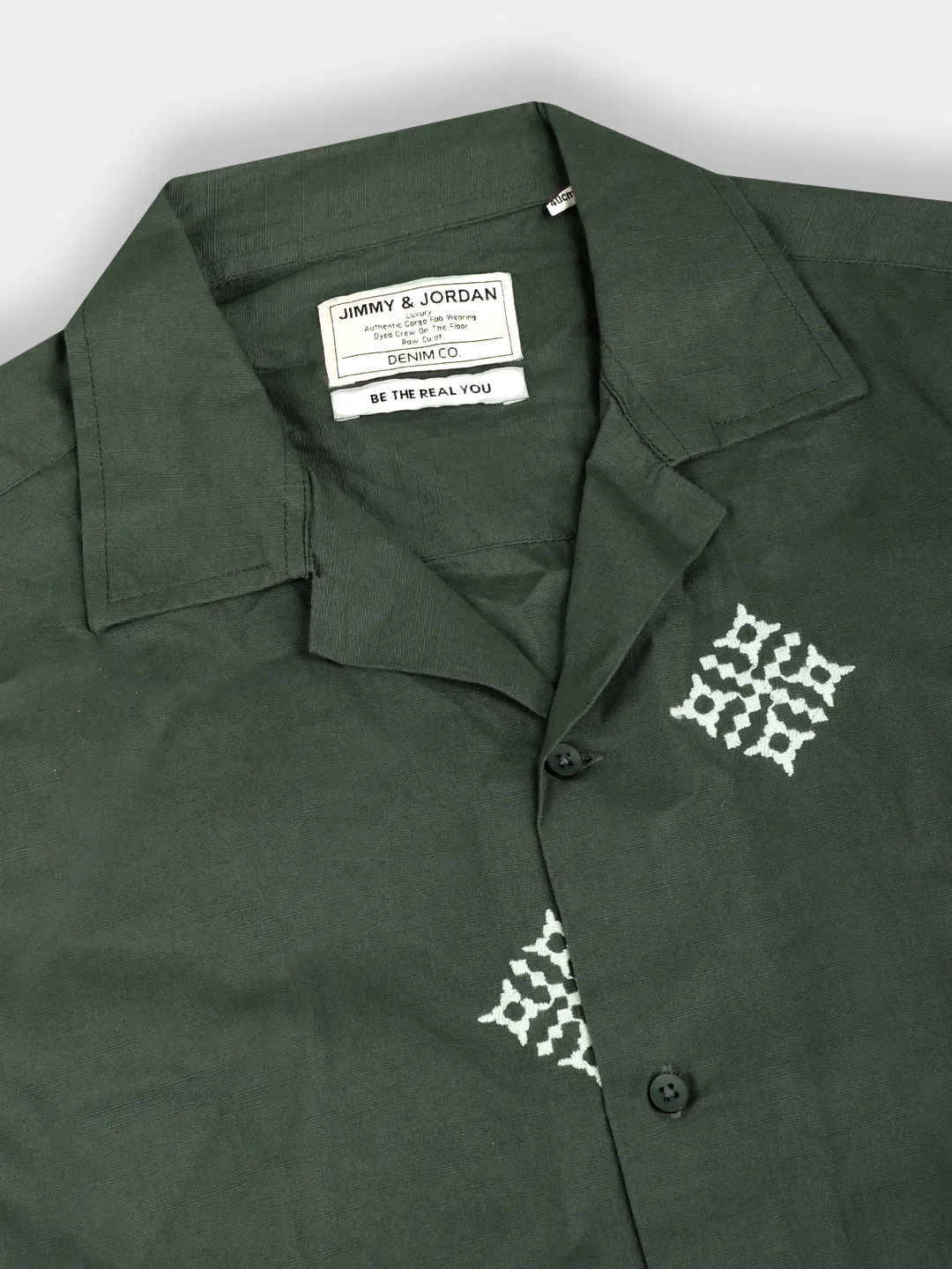 Contrast Green Half Sleeves Shirt