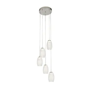 Cyclone 5 Light LED Multi-drop Pendant - Glass Shades