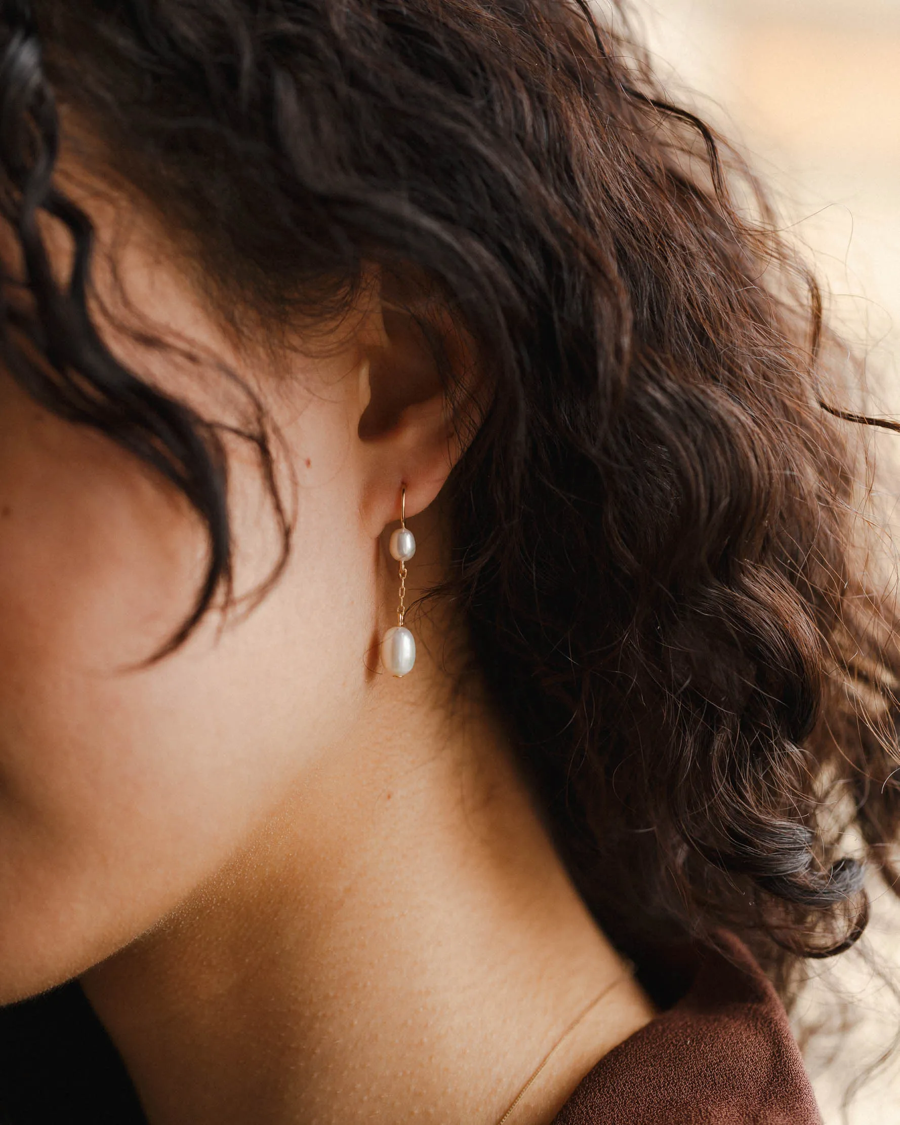 Deux Pearl Drop Earrings