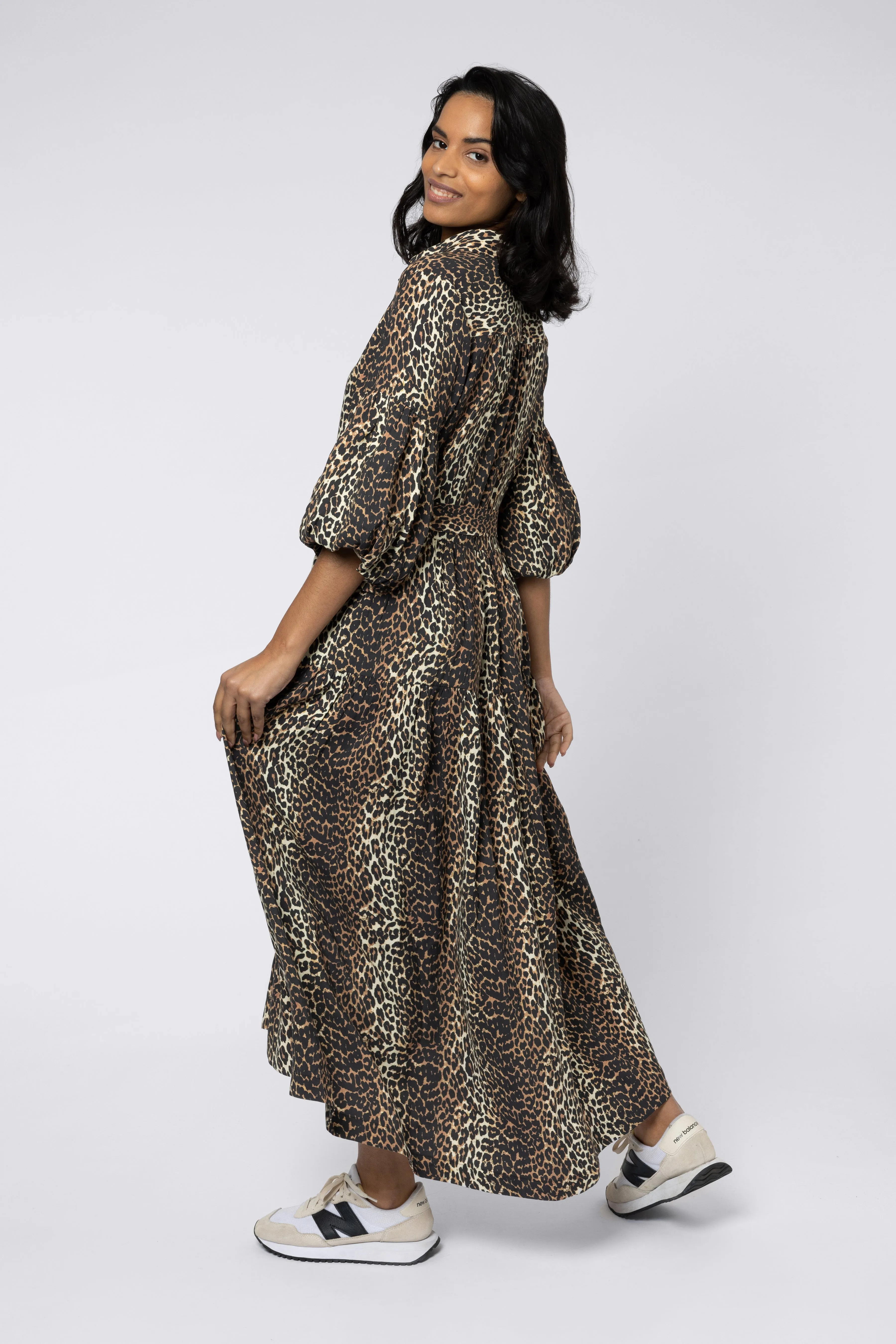 ELISE BALLOON SLEEVE DRESS (LEOPARD)