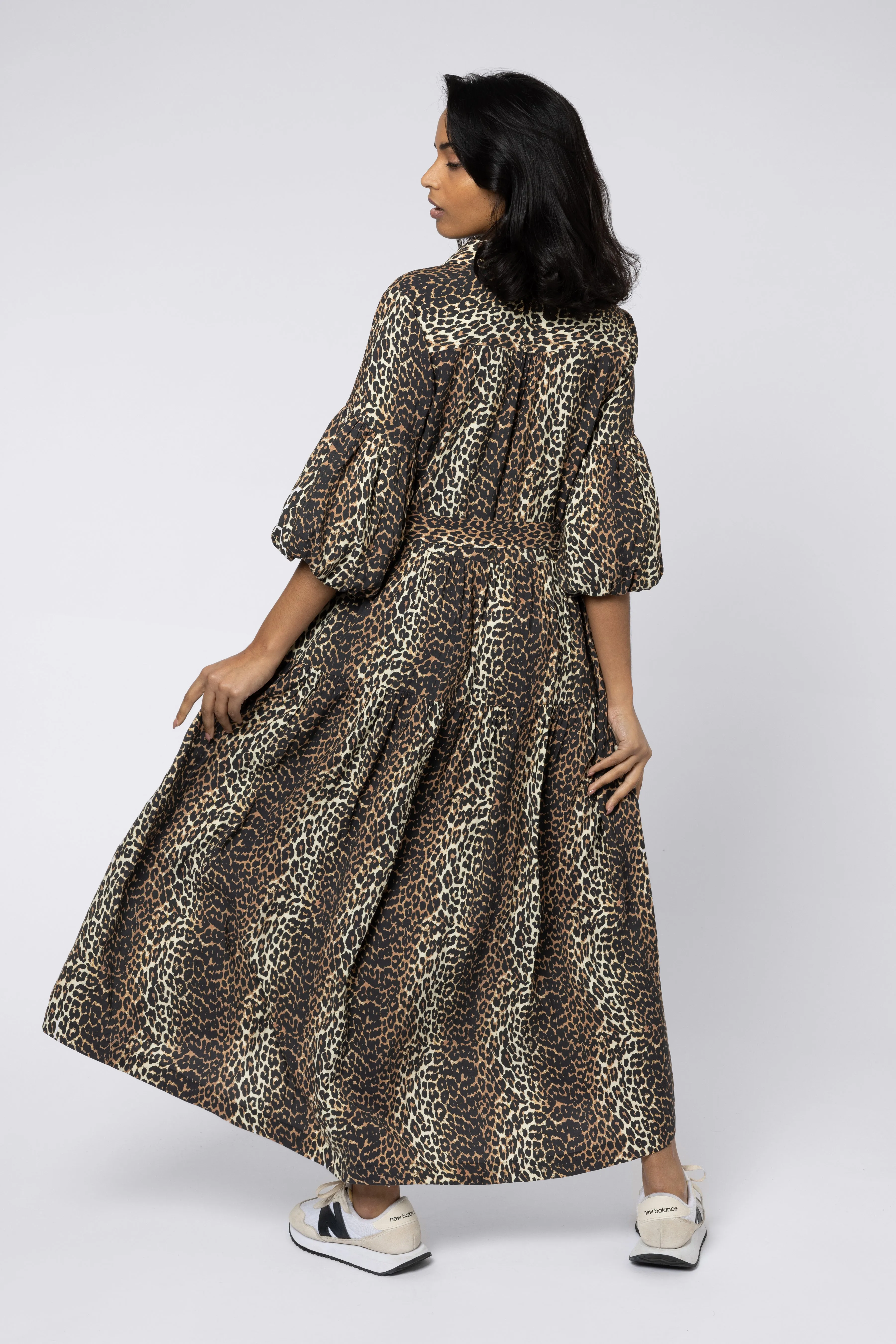 ELISE BALLOON SLEEVE DRESS (LEOPARD)