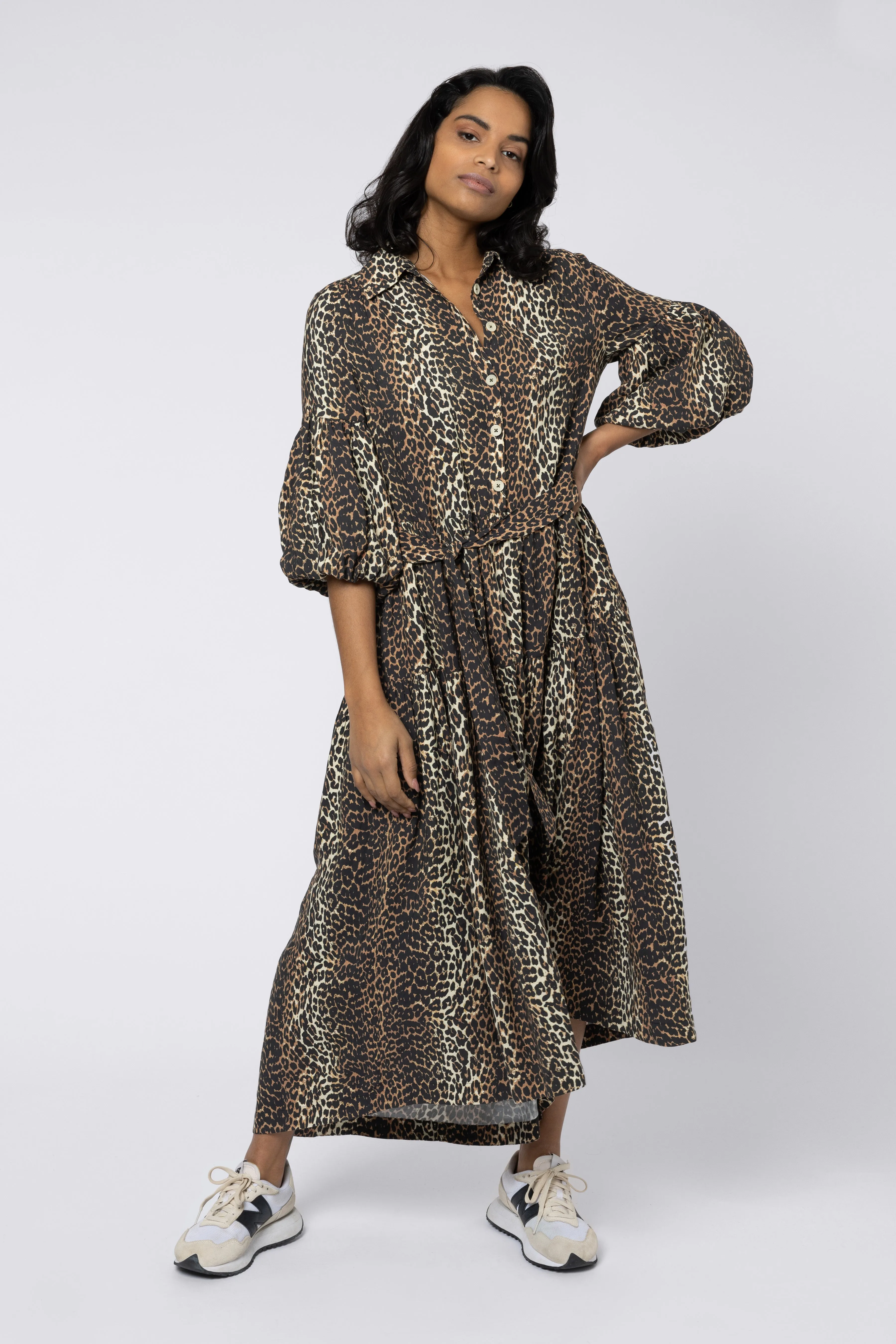 ELISE BALLOON SLEEVE DRESS (LEOPARD)