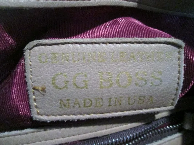 GG BOSS USA Buttery Soft Leather Shoulder Bag Foldover Tote TAUPE BROWN Stud