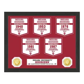 Indiana Hoosiers 5 Time Basketball National Champions Banner Frame