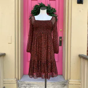 Just Taylor rust black cheetah print dress size 2
