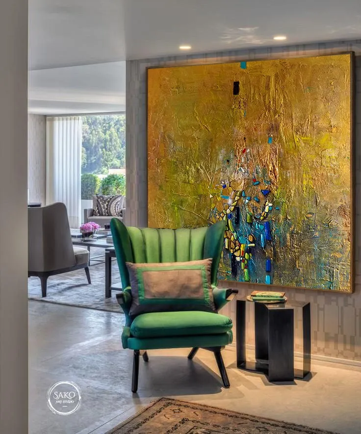 Large Size Gold Contemporary Art Office Painting Sp019