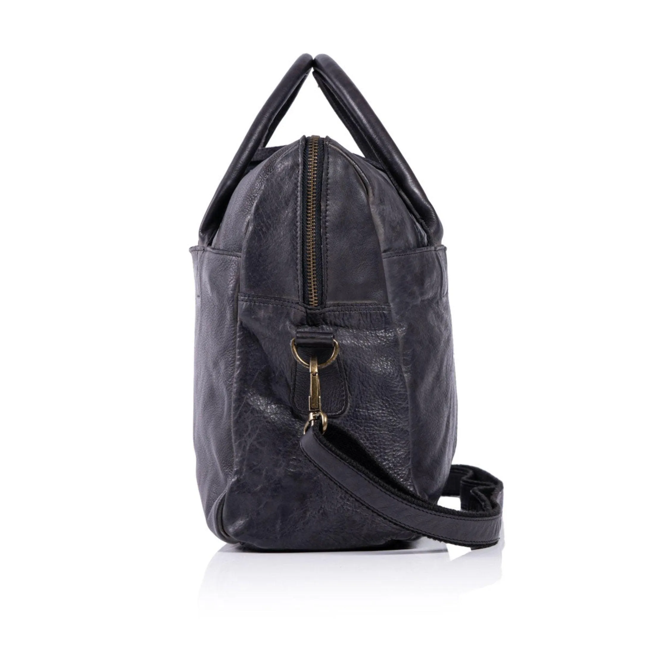 Leather Briefcase Messenger Bag Laptop Bag Satchel Bags for Men briefcases Office Bag (Black)