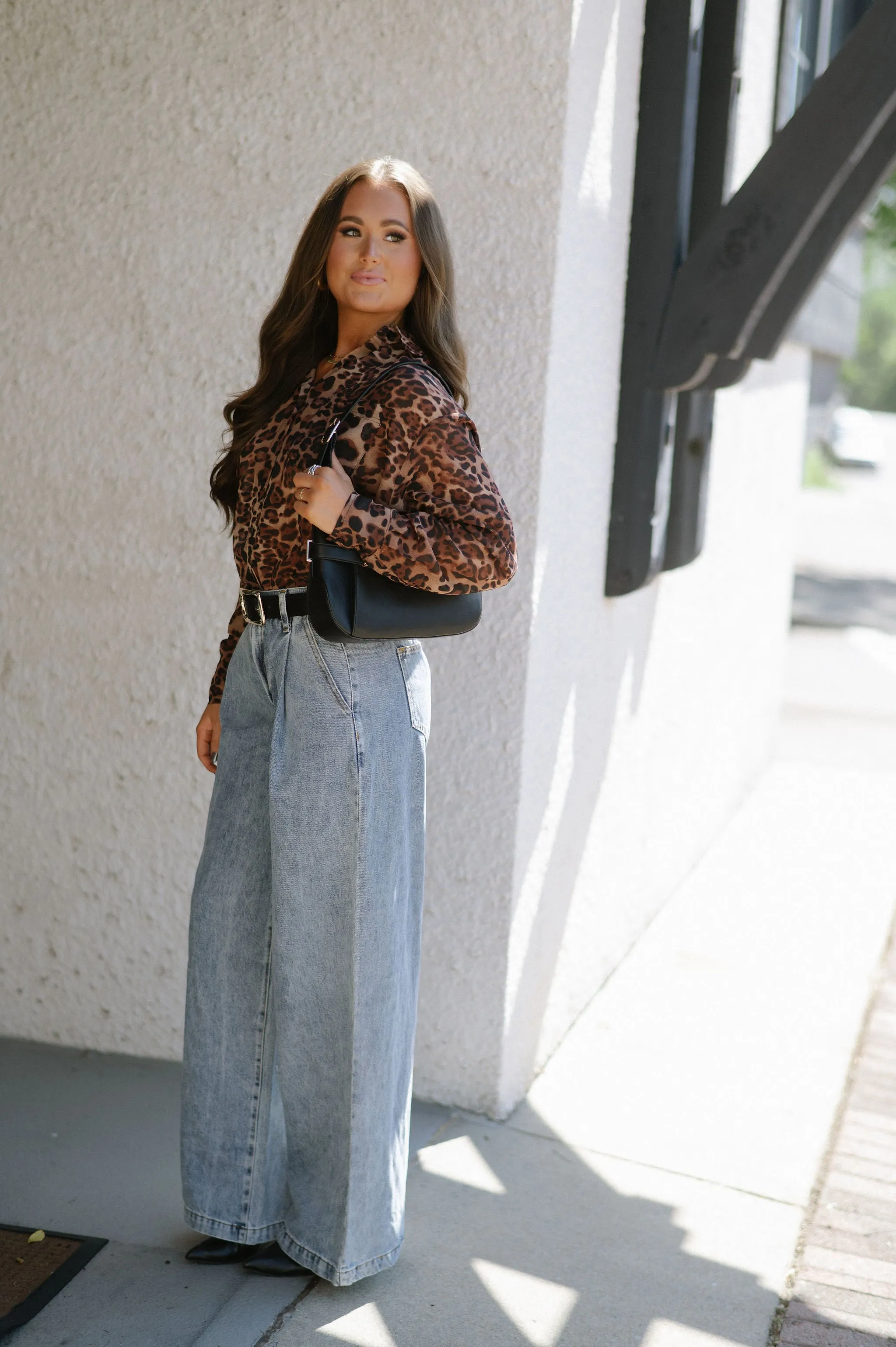 Leopard Oversized Button Down Top