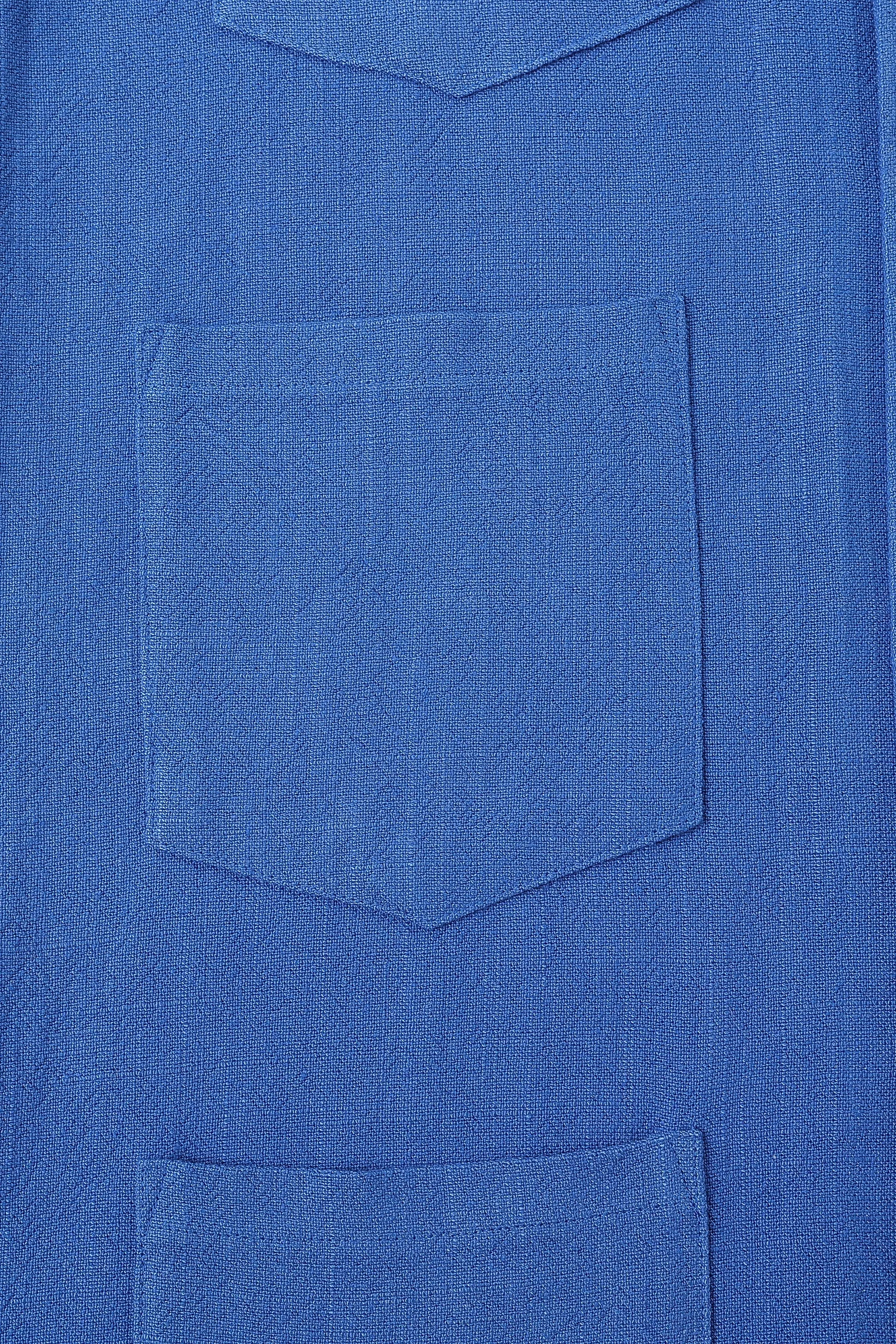 Linen too many pockets jacket French Blue