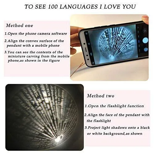 Meangel Love Heart Necklace Necklace for Women 100 Languages I Love You Memory Necklace Best Gift for Her