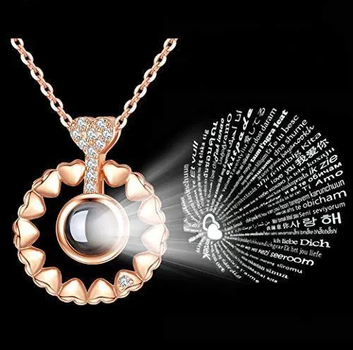 Meangel Love Heart Necklace Necklace for Women 100 Languages I Love You Memory Necklace Best Gift for Her