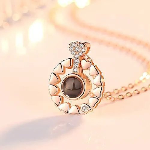 Meangel Love Heart Necklace Necklace for Women 100 Languages I Love You Memory Necklace Best Gift for Her