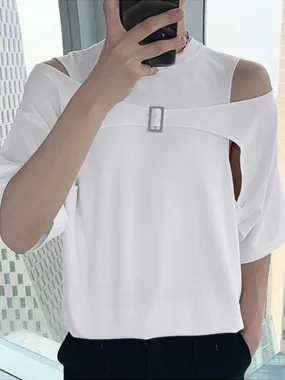 Mens Cutout Cold Shoulder Leisure T-Shirt SKUJ25411