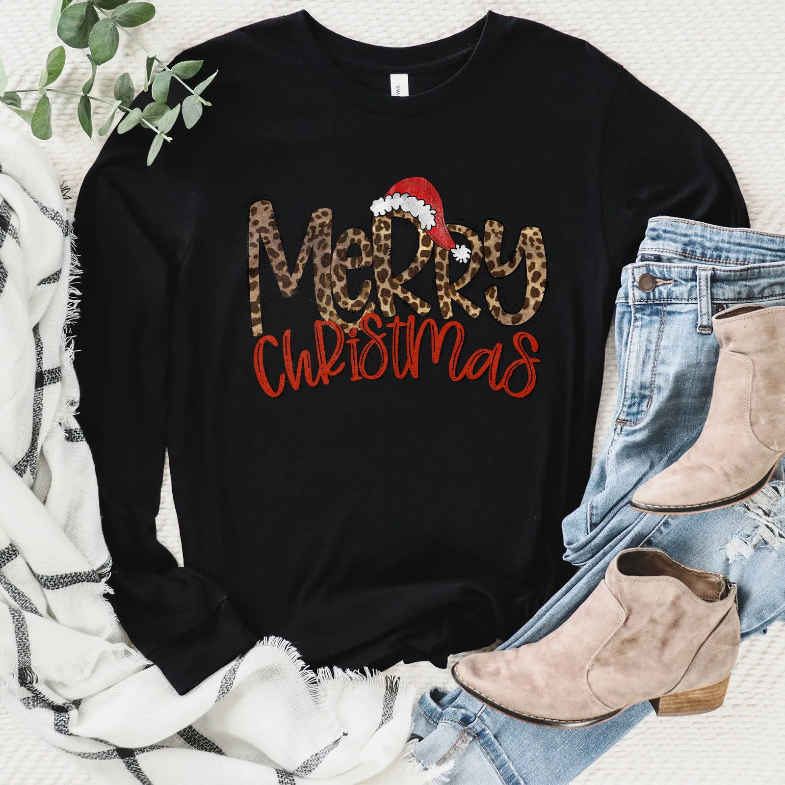 Merry Christmas - Leopard Long Sleeve
