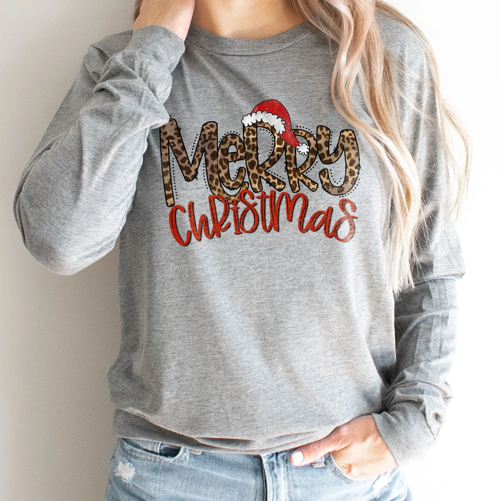 Merry Christmas - Leopard Long Sleeve
