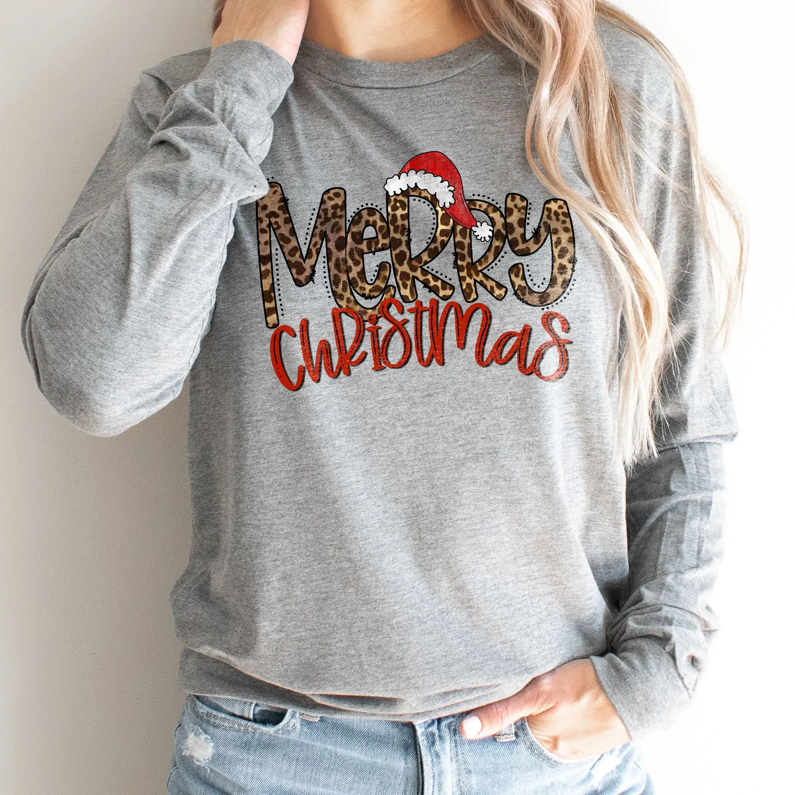 Merry Christmas - Leopard Long Sleeve