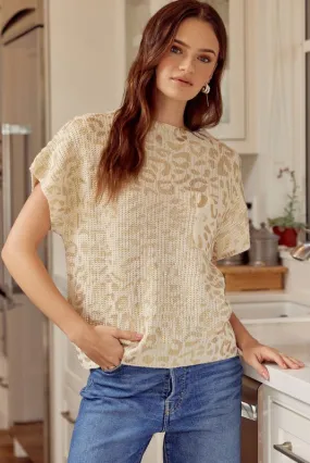 Metallic Leopard Print Top with Pocket