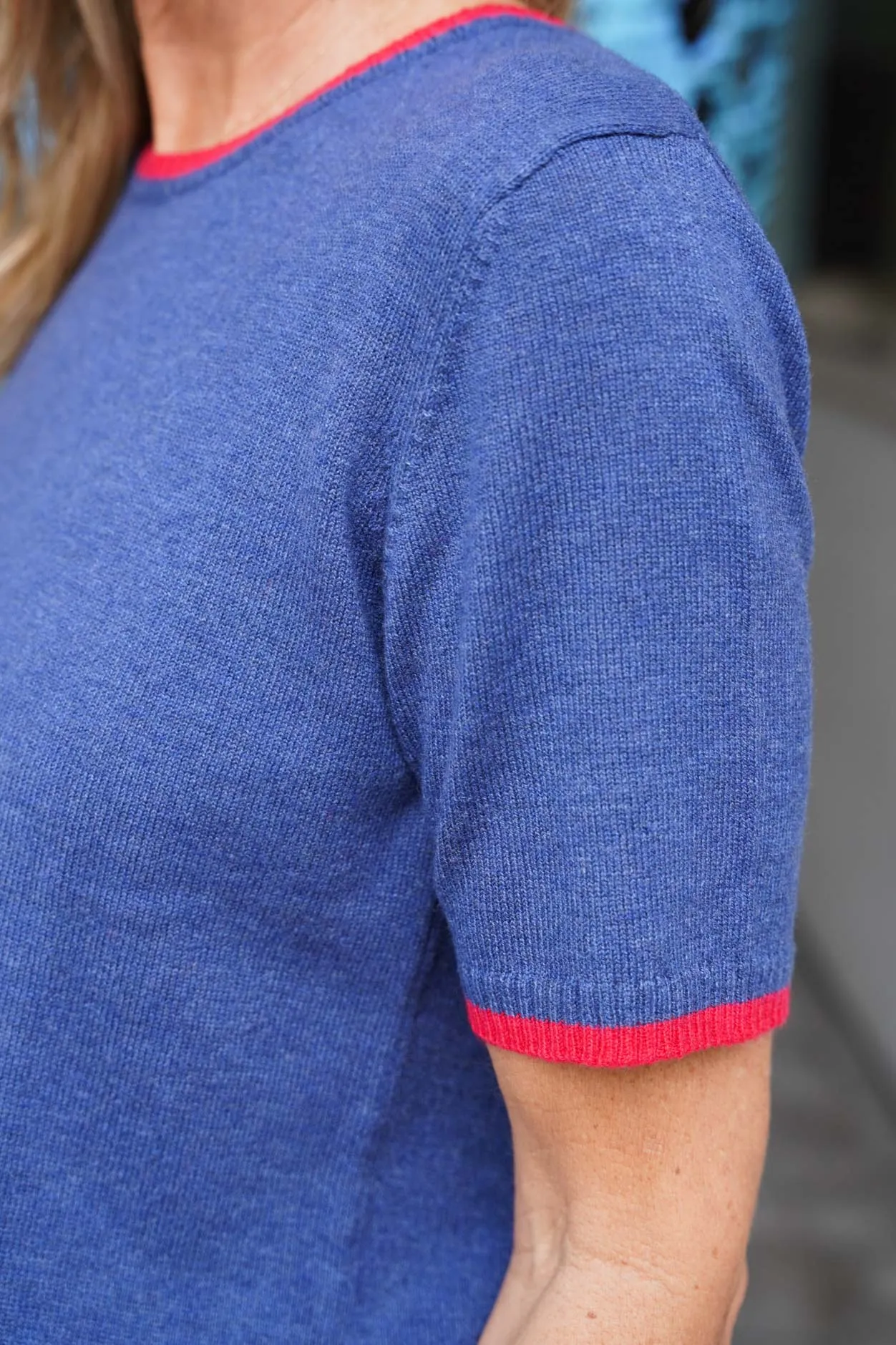 Navy & Red Knitted Tee