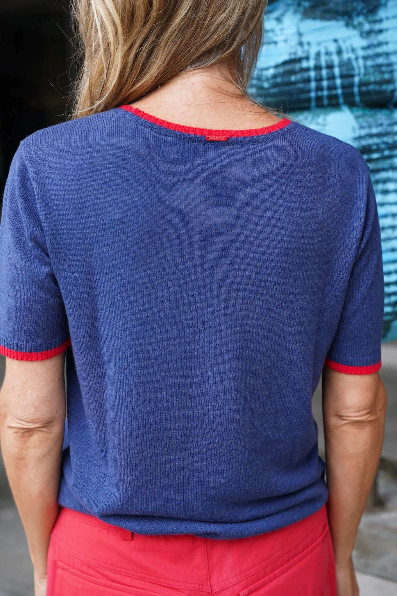 Navy & Red Knitted Tee