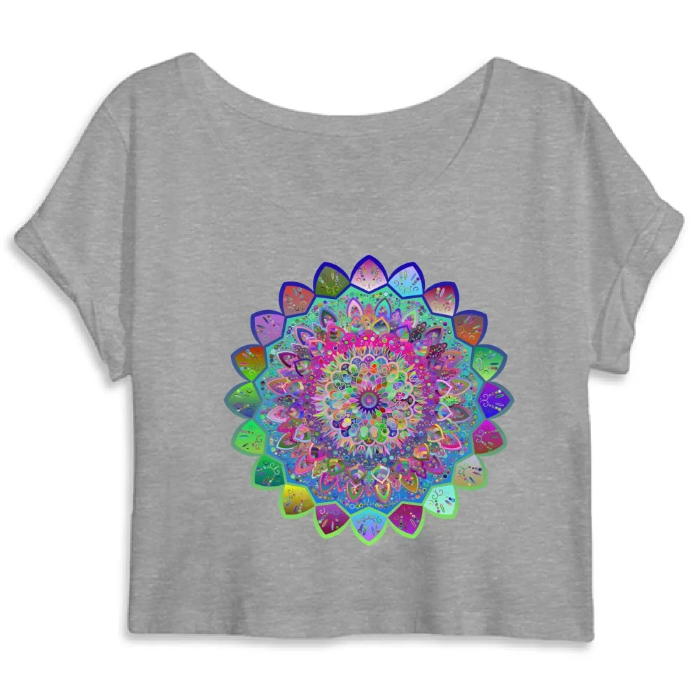 Organic Vibrant Mandala Art Cropped T-Shirt