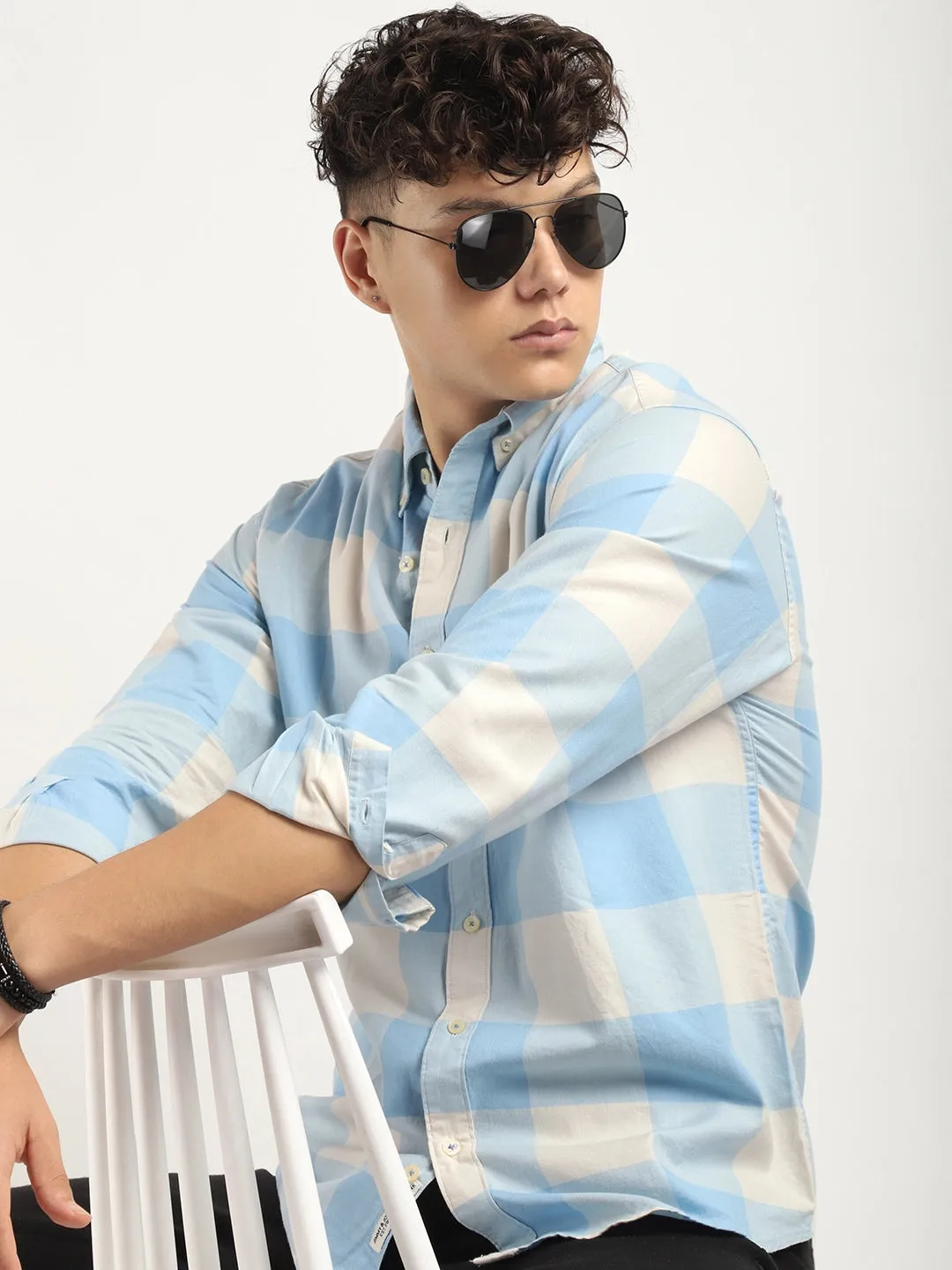 Ornate Square Sky Checked Shirt