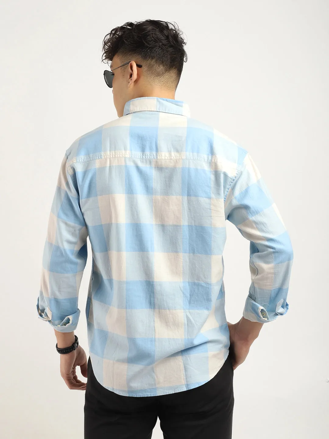 Ornate Square Sky Checked Shirt