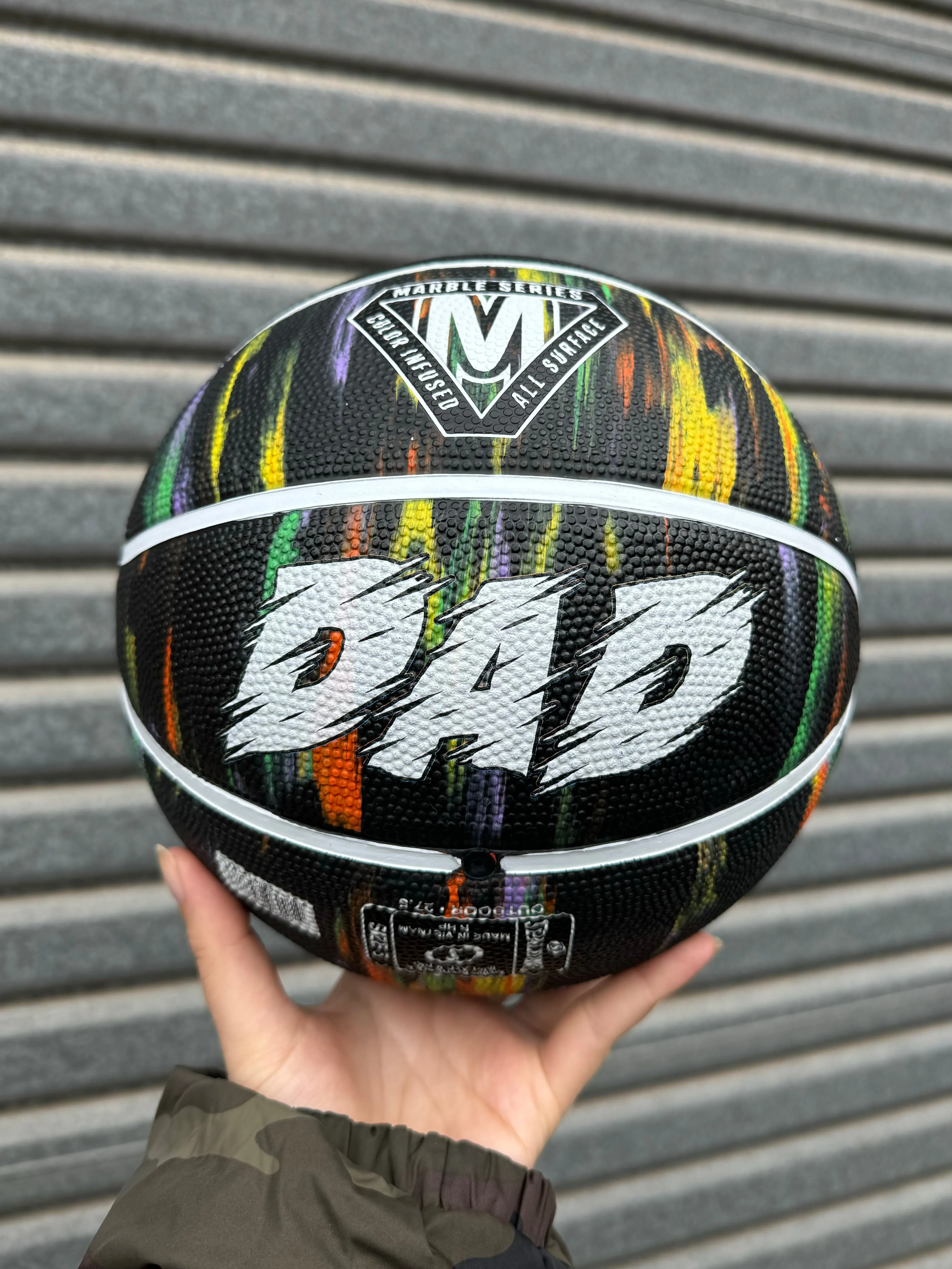 Personalised Spalding Black Marble Basketball (Size 5, 6, 7)