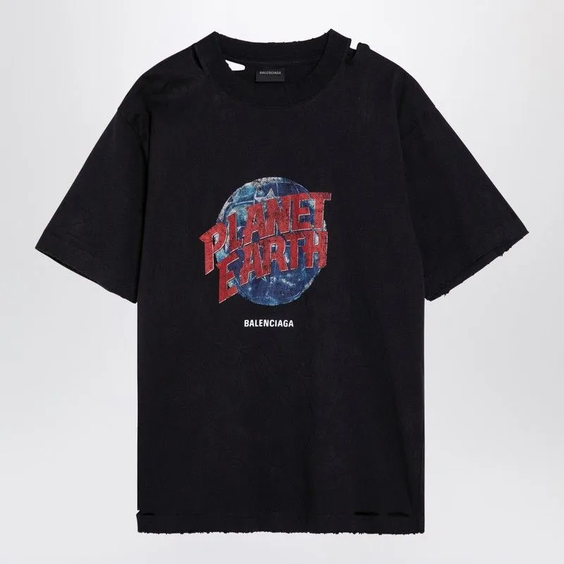 PLANET EARTH OVERSIZE T-SHIRT WASHED BLACK