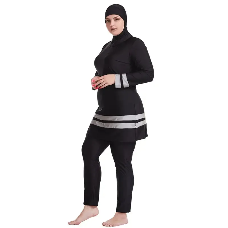 Plus Size Muslim Women Swimwear Swimsuit Burkinis 3 Pieces Set