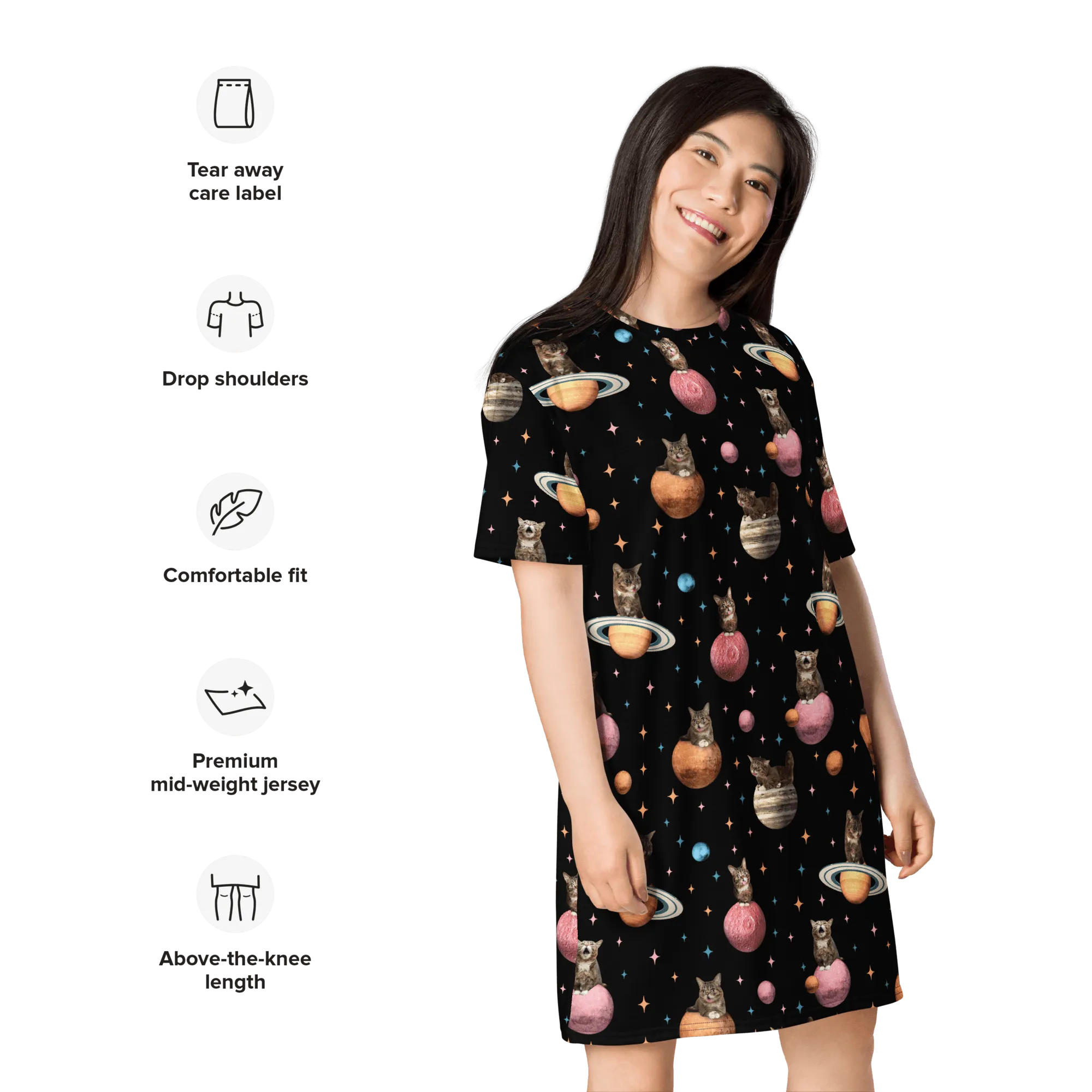 T-Shirt Dress/Nightie - Planetary BUB - Black
