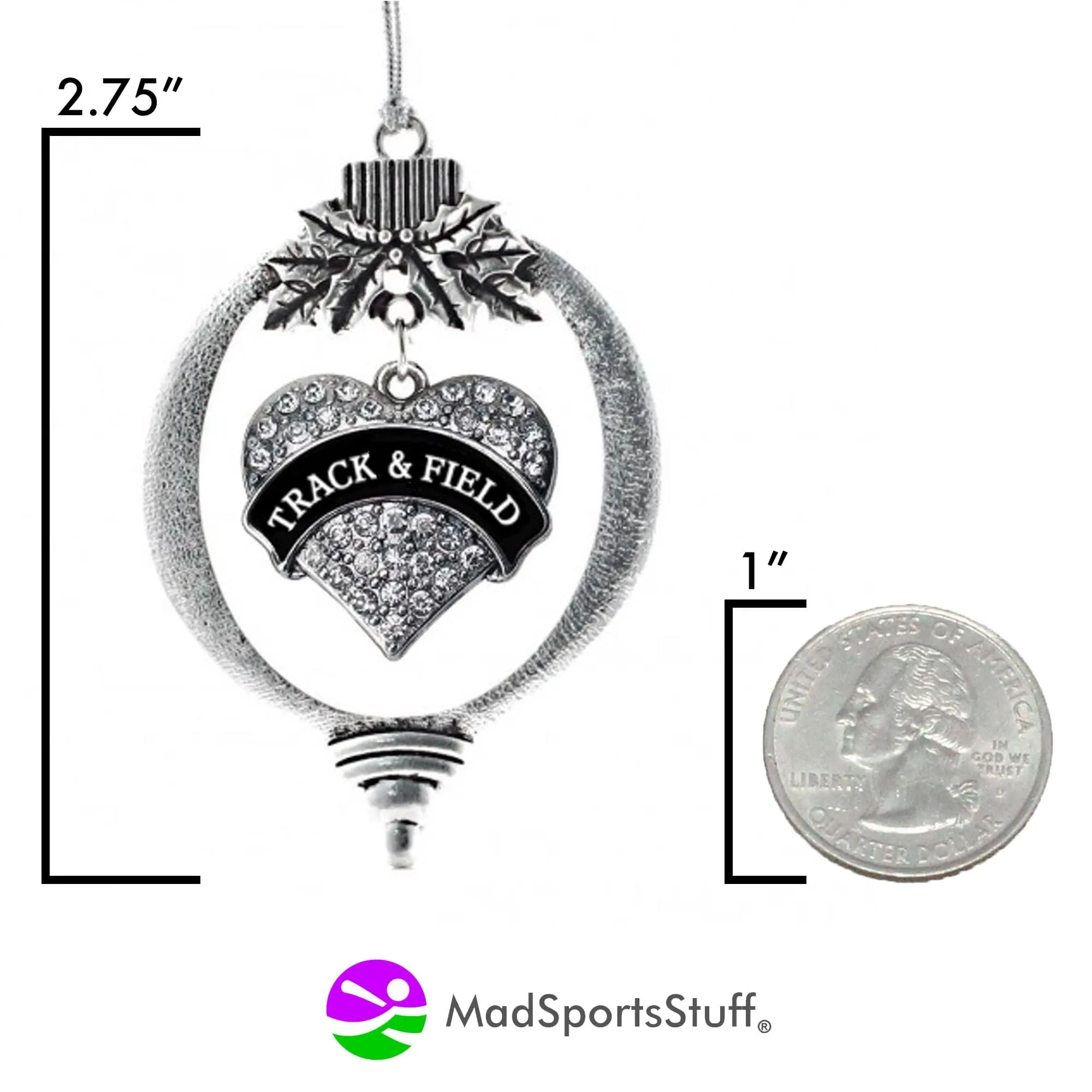 Track and Field Christmas Ornament with Heart Charm Charm
