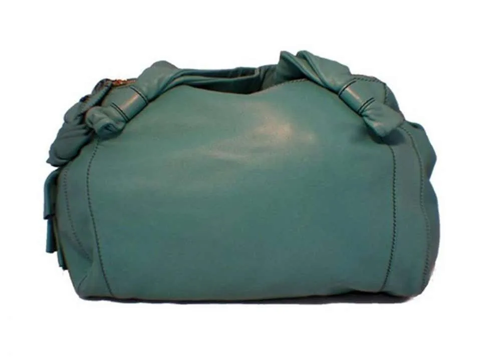 Valentino Teal Lambskin Shoulder Tote Handbag