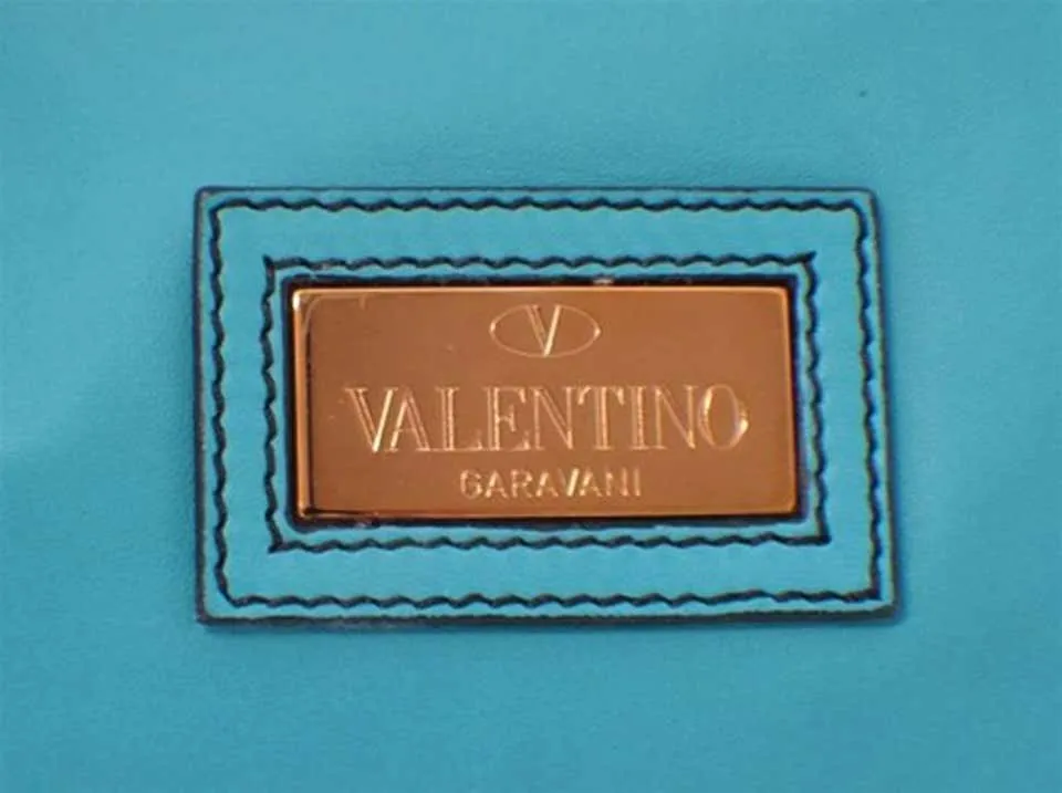 Valentino Teal Lambskin Shoulder Tote Handbag