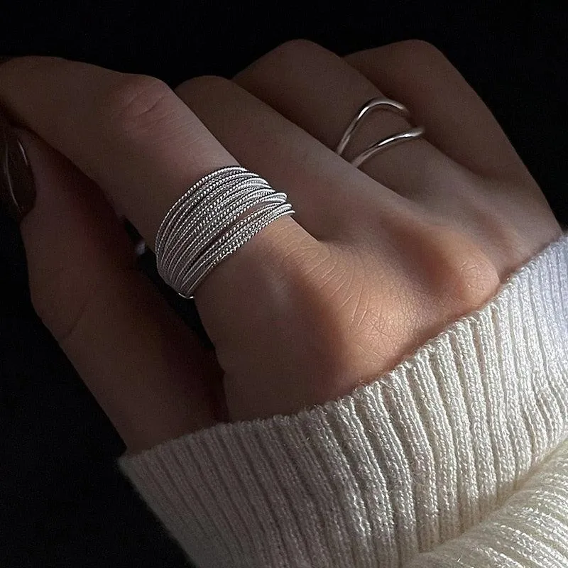 Vanessa Sterling Silver Adjustable Lines Ring