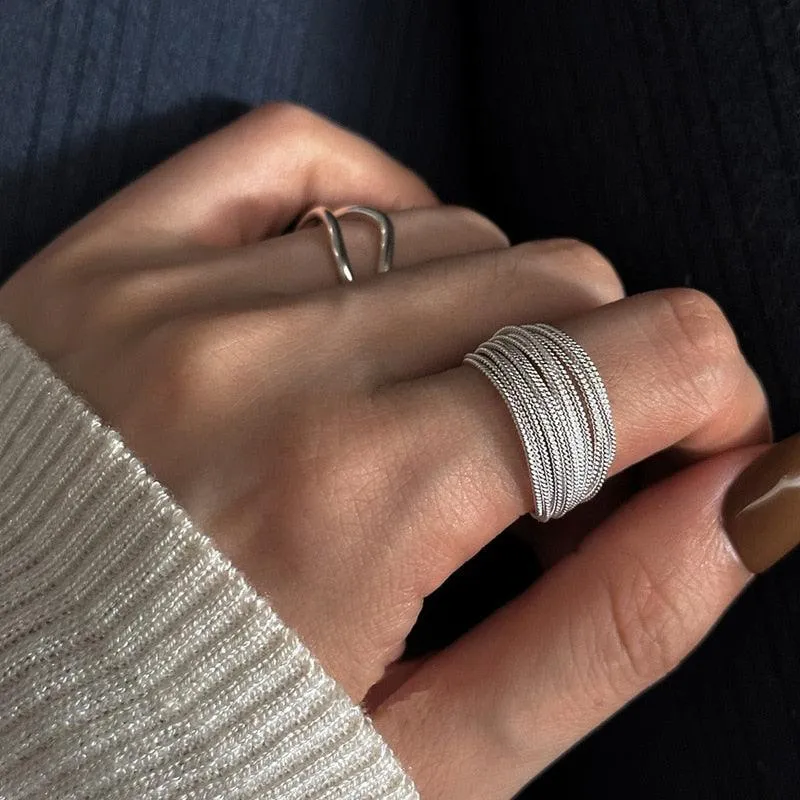 Vanessa Sterling Silver Adjustable Lines Ring