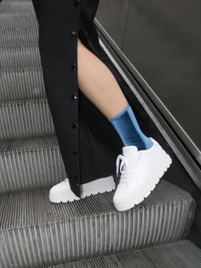 Velvet ankle socks, aqua