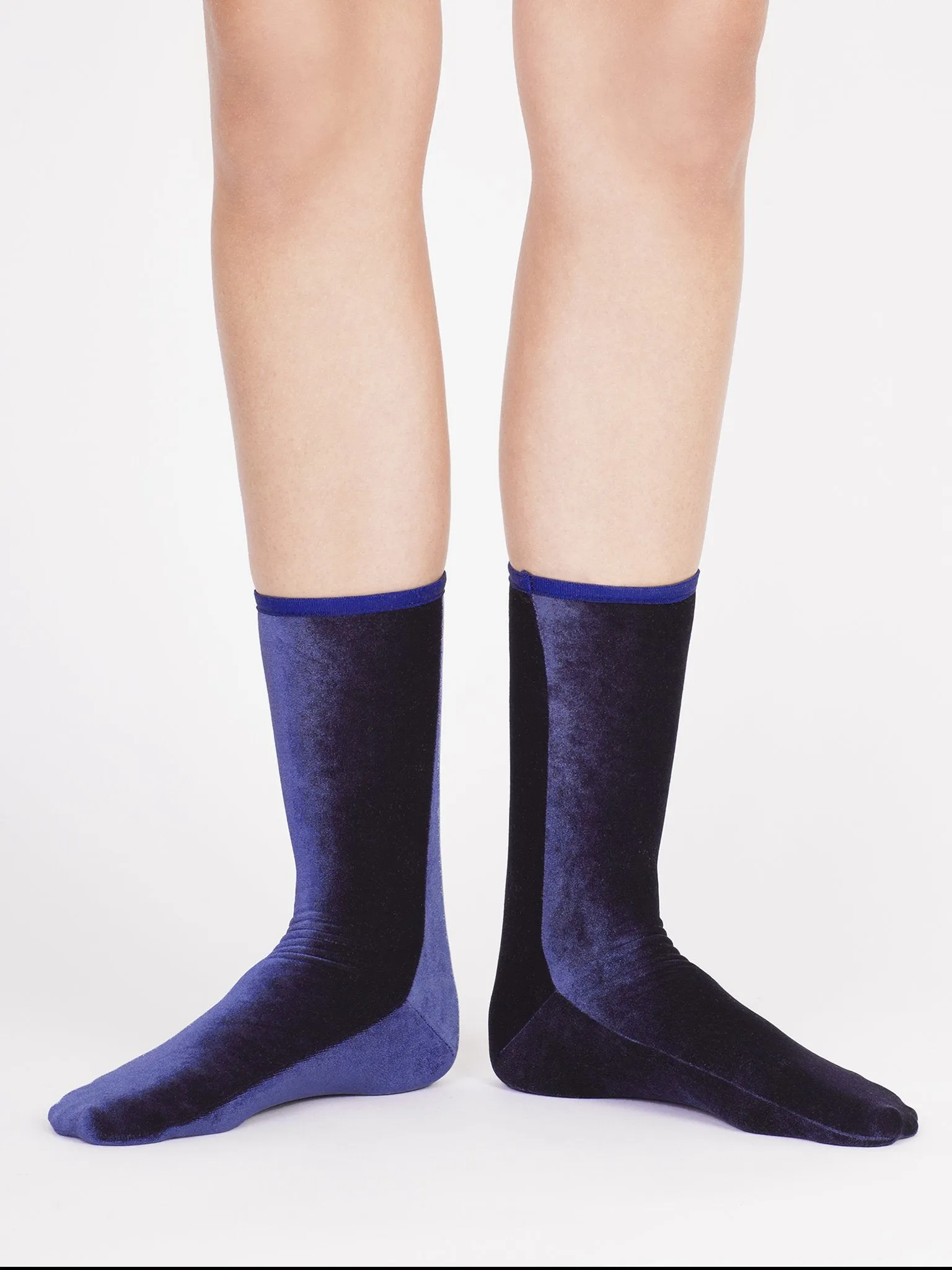 Velvet ankle socks, navy