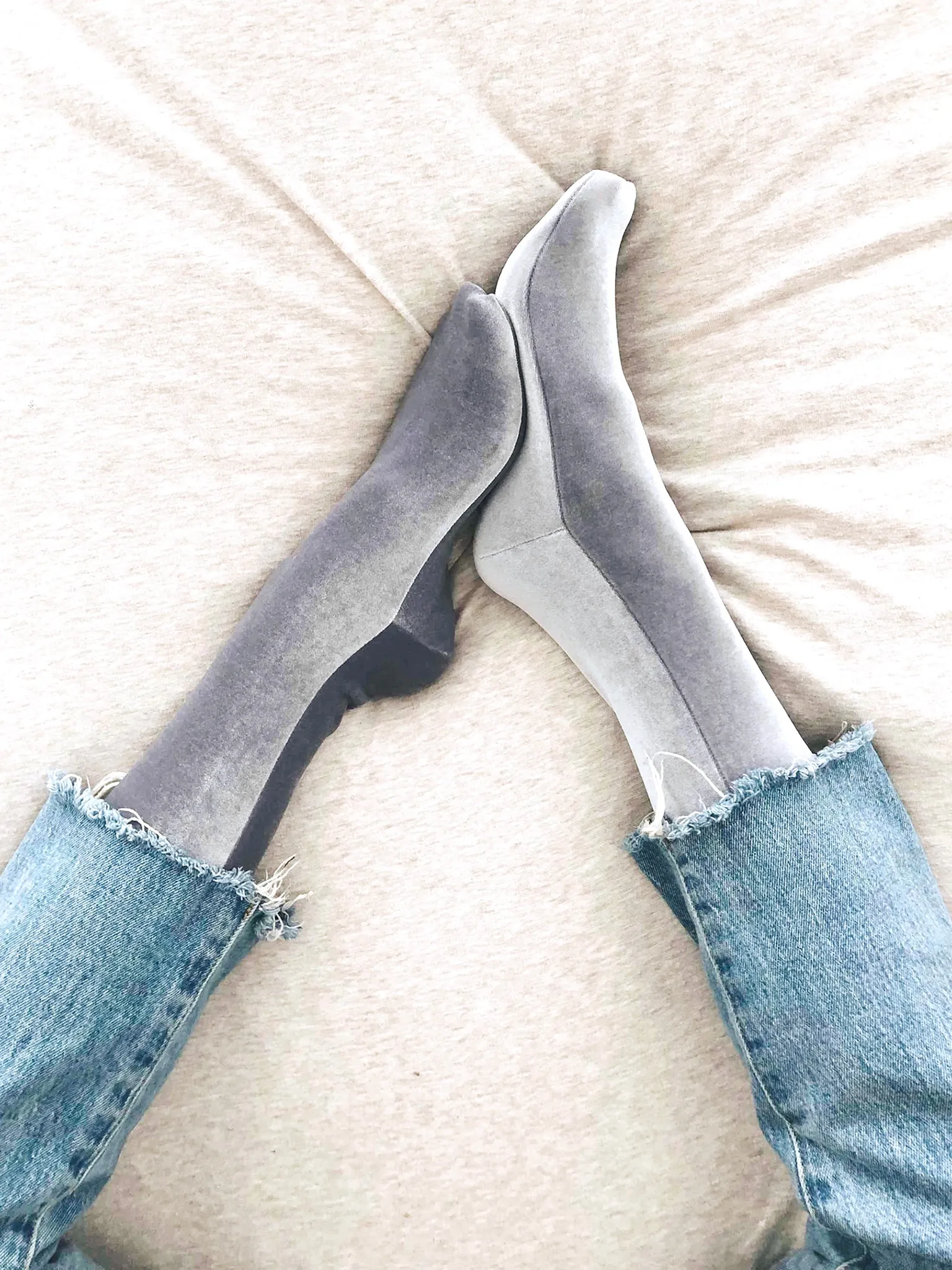 Velvet ankle socks, silver